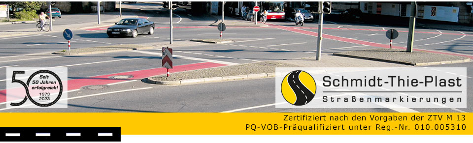 Schmidt-Thie-Plast Partner für alle Straßenmarkierungen und Logistikmarkierungen, Standorte in Lohne und Wallenhorst, europaweit